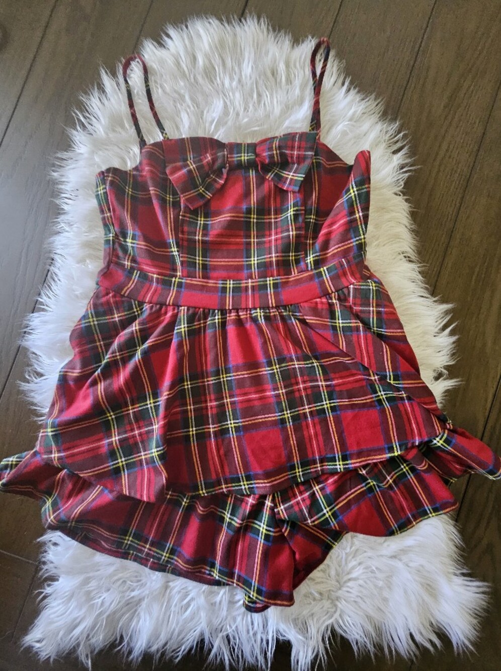 Francesca's Collections Red Plaid Romper